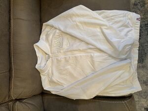 All white University of Arizona Nike windbreaker